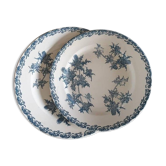 Old X2 flat round serving dish in "Righi" model iron earth "Righi" French factory of Clairfon