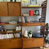 Modular Ladderax shelf in teak, 2 bays, Staples