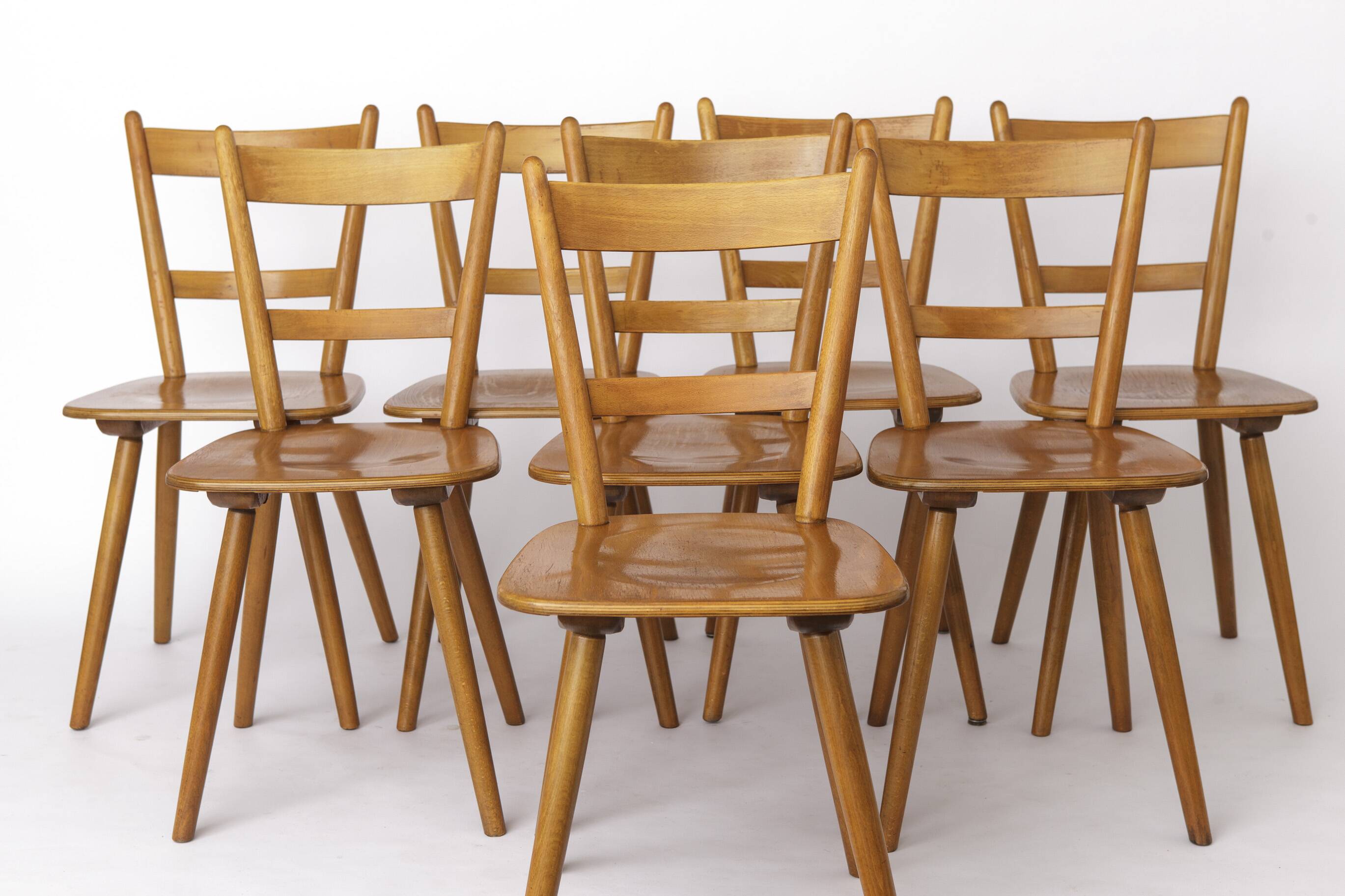 Set of 8 Vintage Tübingen Dining Chairs Schäfer Germany 1960s Mid Century