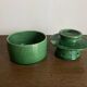 Foucart Jourdan Green glazed earthenware butter dish with water reservoir, 1960