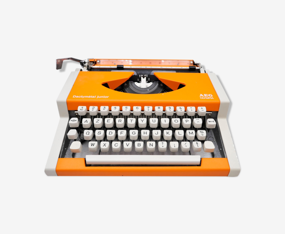 Machine à écrire Olympia AEG Dactymétal Junior orange révisée ruban neuf