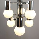 Vintage Italian Chrome and Opaline Chandelier