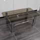 Vintage coffee table chrome metal and smoked glass 1970s