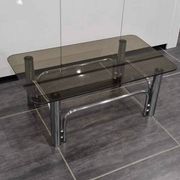 Vintage coffee table chrome metal and smoked glass 1970s
