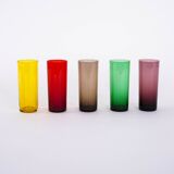 Set of coloured glasses, Italian design, 1960s, made in Italy