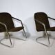 Armchairs and Coffee Table in Chrome and Smoked Glass, Set of 3, 1970s