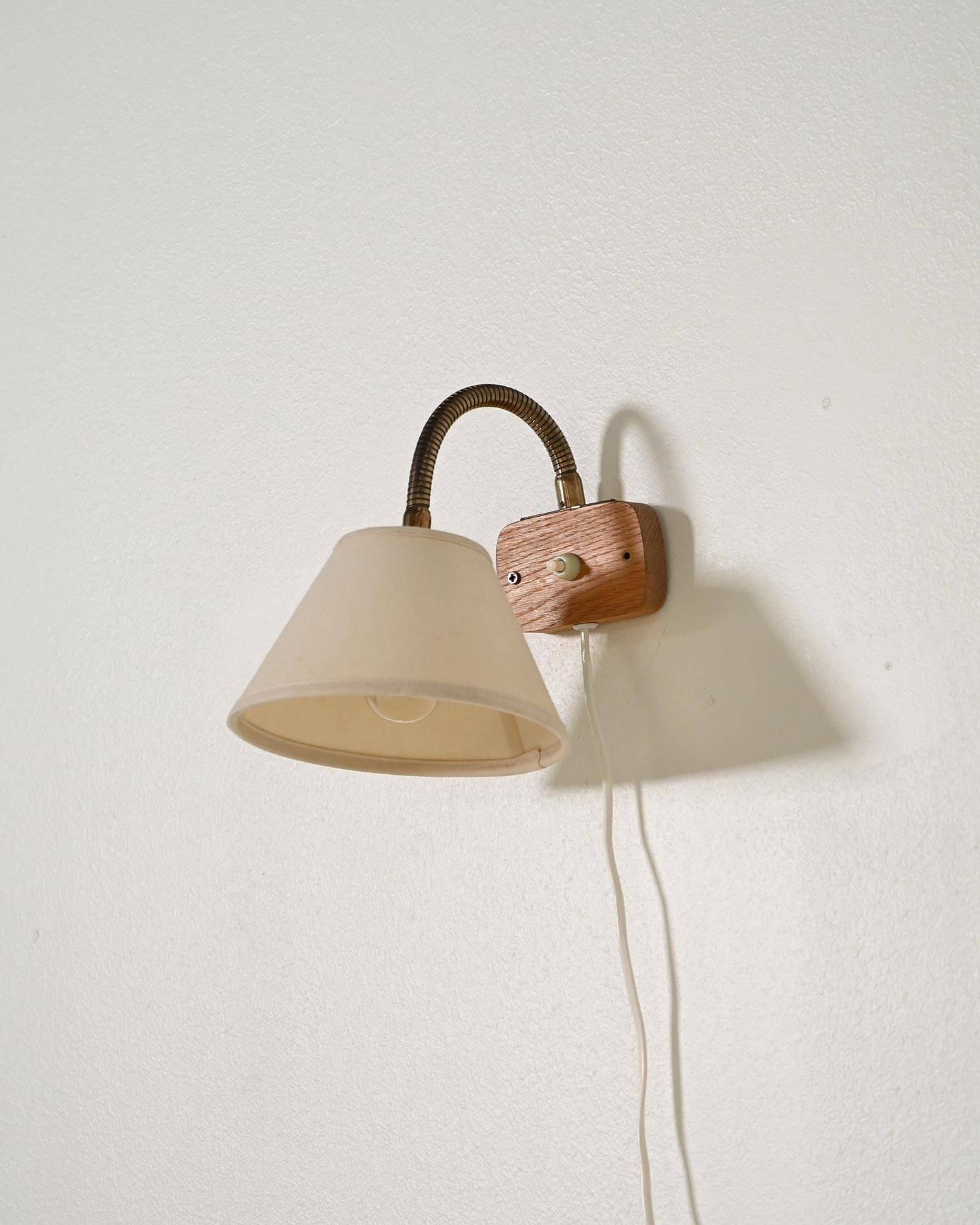 Pair of Scandinavian teak wall lamps, '50s