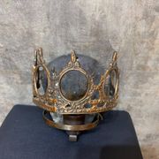 1970s Gothic Revival Crown Wall Sconce, Ornate Vintage Metal Lighting