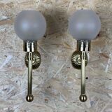 2x 6appliques murales en verre et laiton space age design