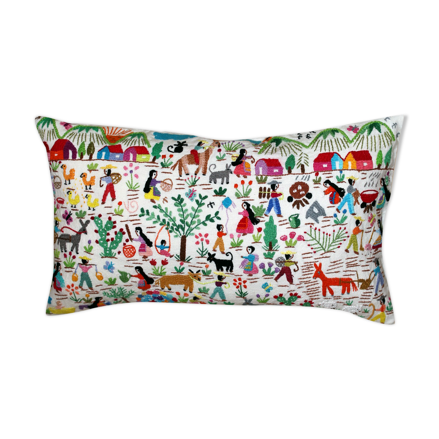 Hand-embroidered cushion