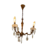 Lustre ancien bronze vintage pampilles