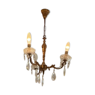 Lustre ancien bronze vintage pampilles