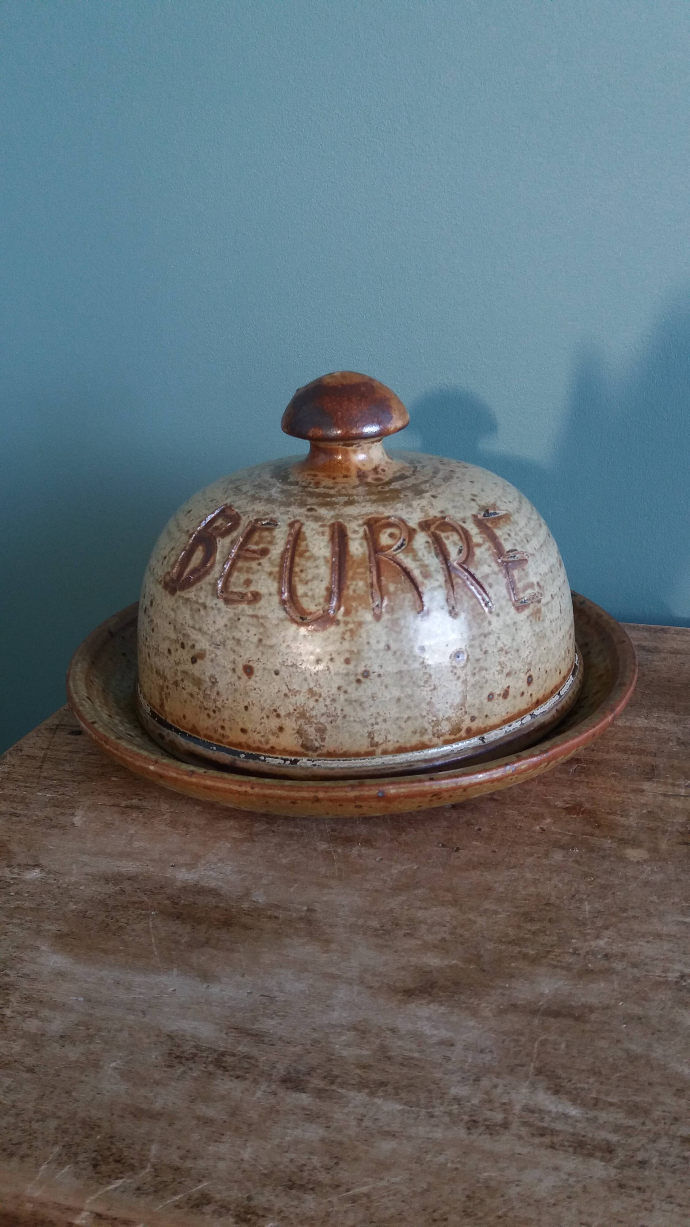 Jean-Pierre Prud’homme stoneware butter dish from Puisaye