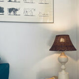 Large turned white wooden lamp