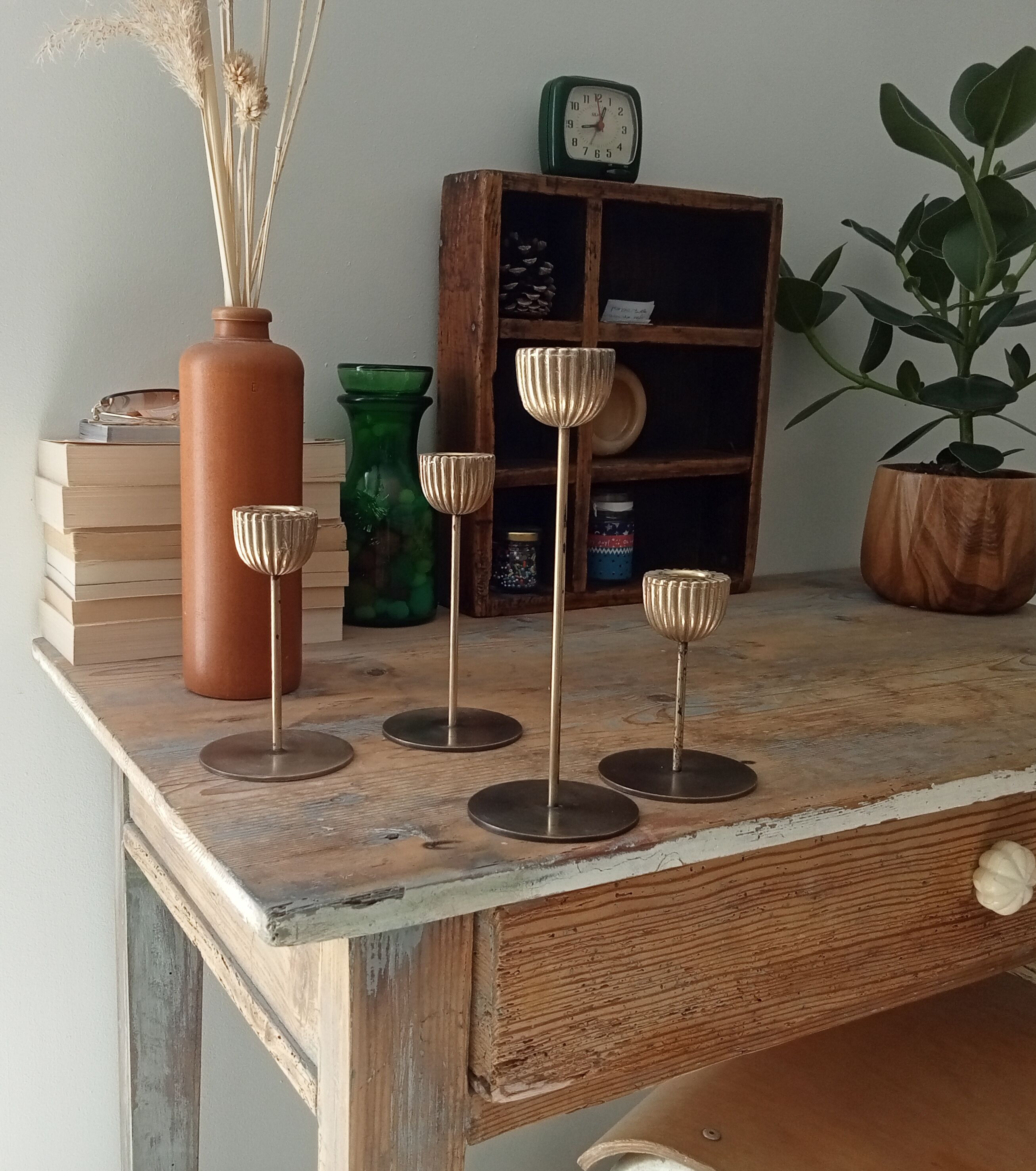 Series of Brass Tulip Candle holders 60s/70s