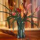 Ancient painting, still life with flowery vase and glass, signed,XX century