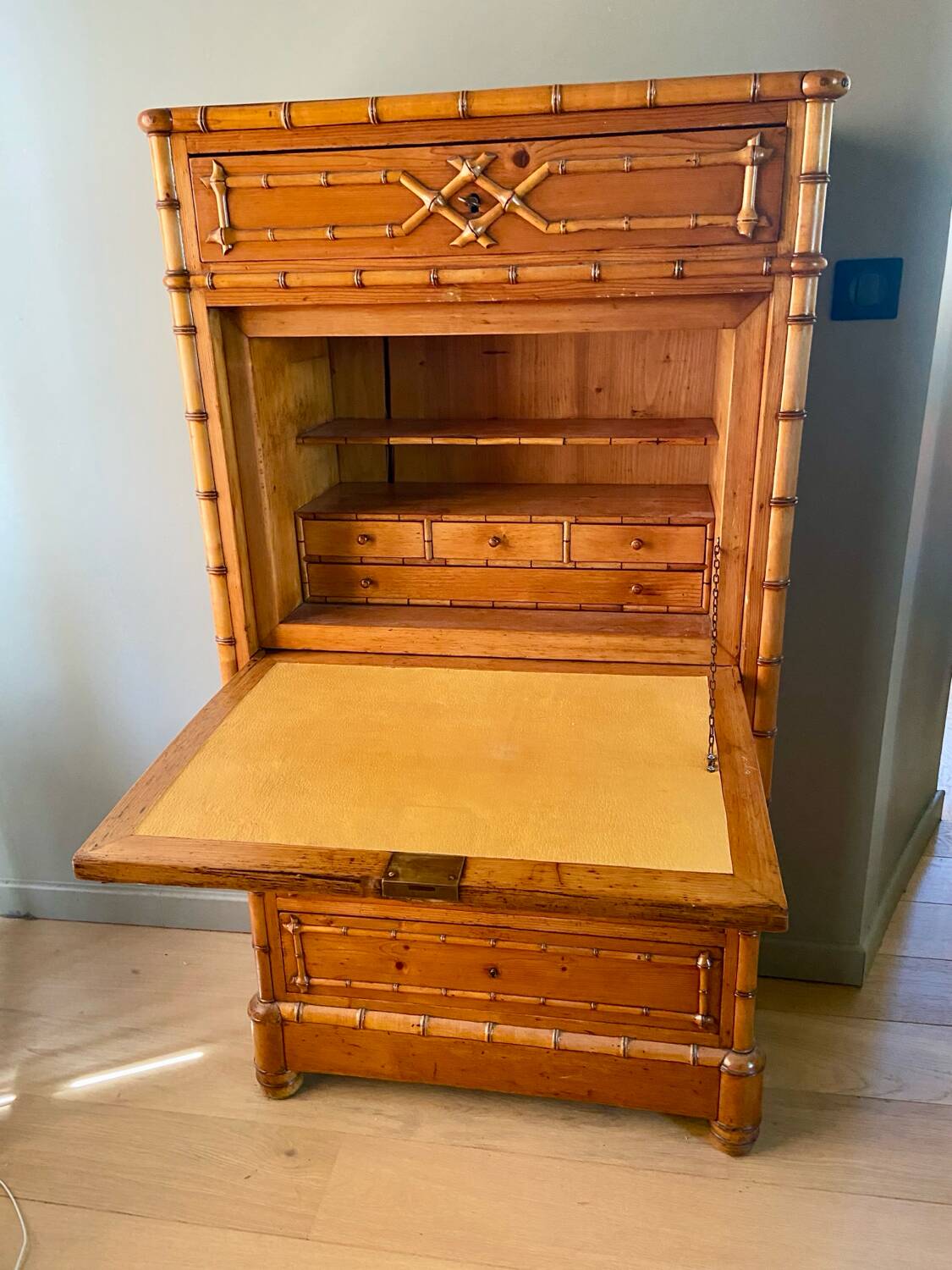 Console secrétaire à abattant Andraux & Blanc 50s