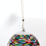 Suspension en verre soufflé blanc et coloré et métal chromé par La Murrina
