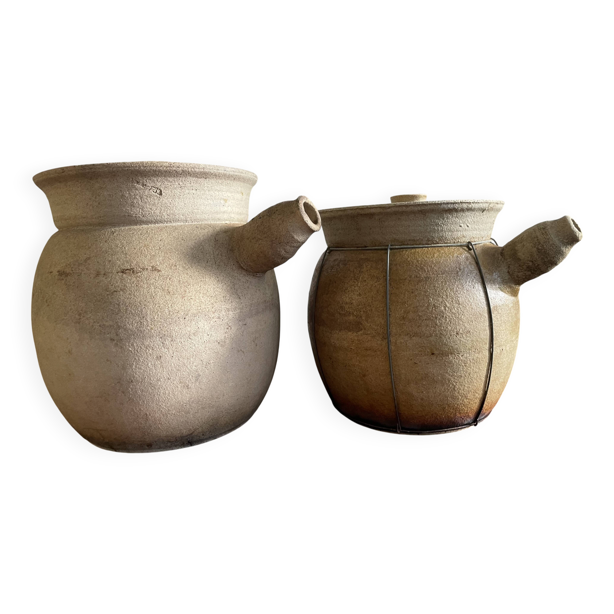 Set of two Japanese Donabe clay pots