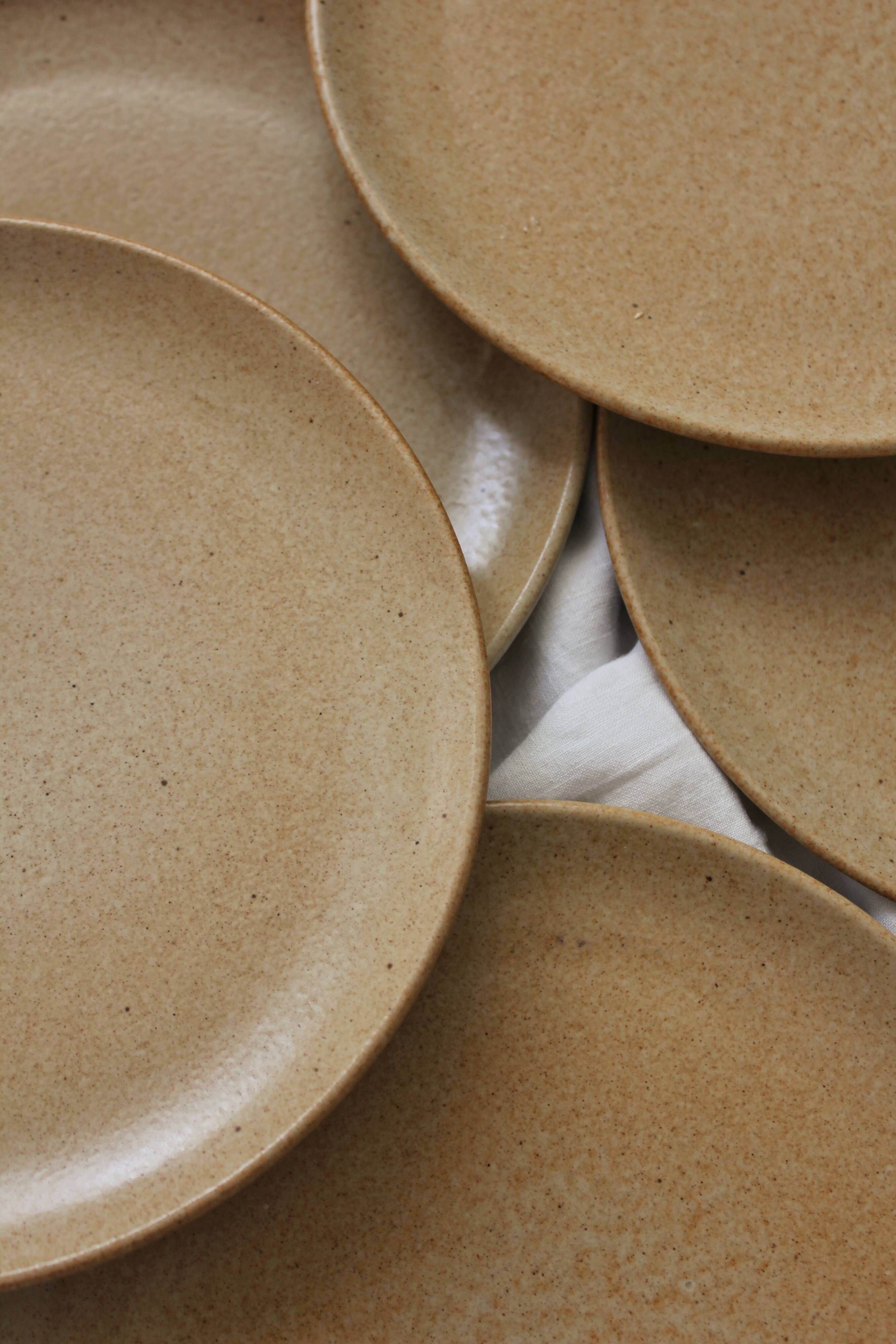 6 vintage stoneware dessert plates