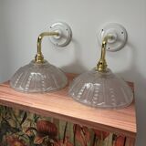 Pair of Art Deco glass gold wall sconces
