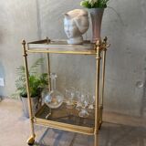 Gilded brass table and glass