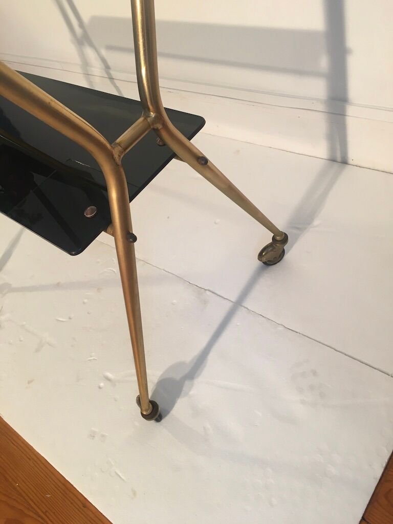 Serving table glass and brass, fifties