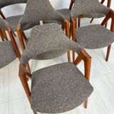 1960s set of 8 Compass teak dining chairs by Kai Kristiansen for Schou Andersen Møbelfabrik
