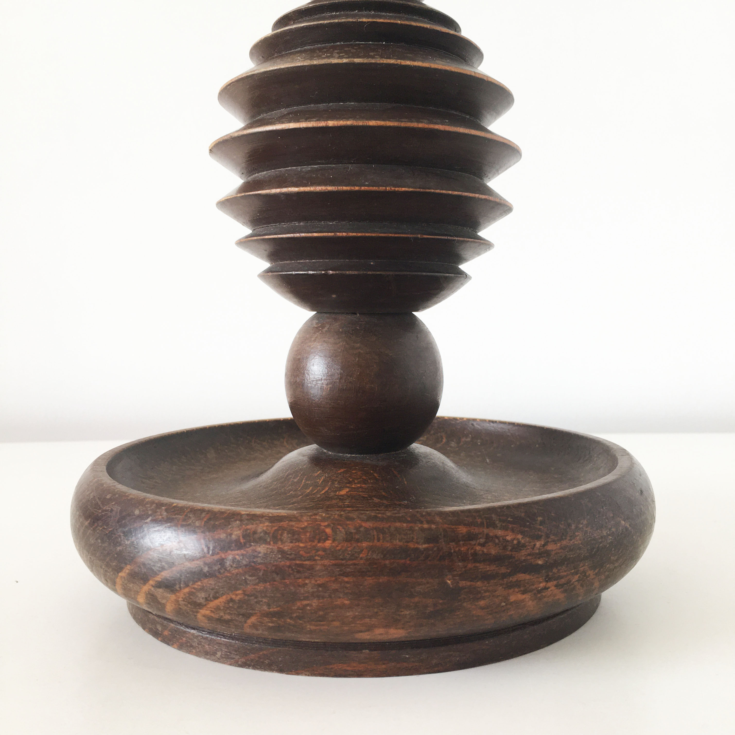 Turned wooden vintage lamp