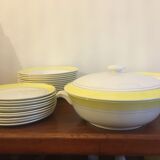 Service Gien creation Primefleur model Françoise 60s Yellow edges, two grey straighteners