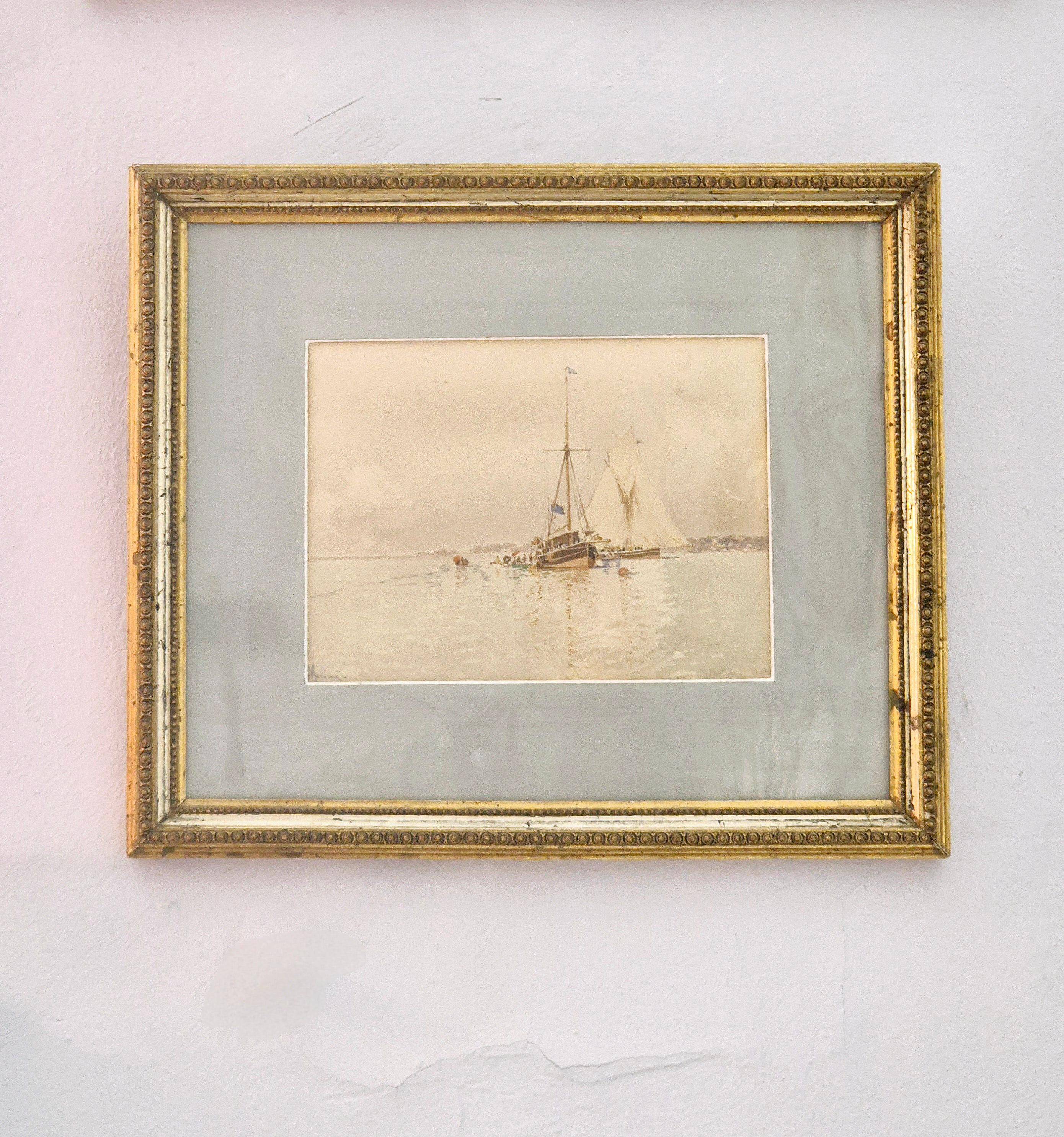 Edoardo De Martino (Italy 1838-1912), Off the Isle of Wight, watercolour, 1863
