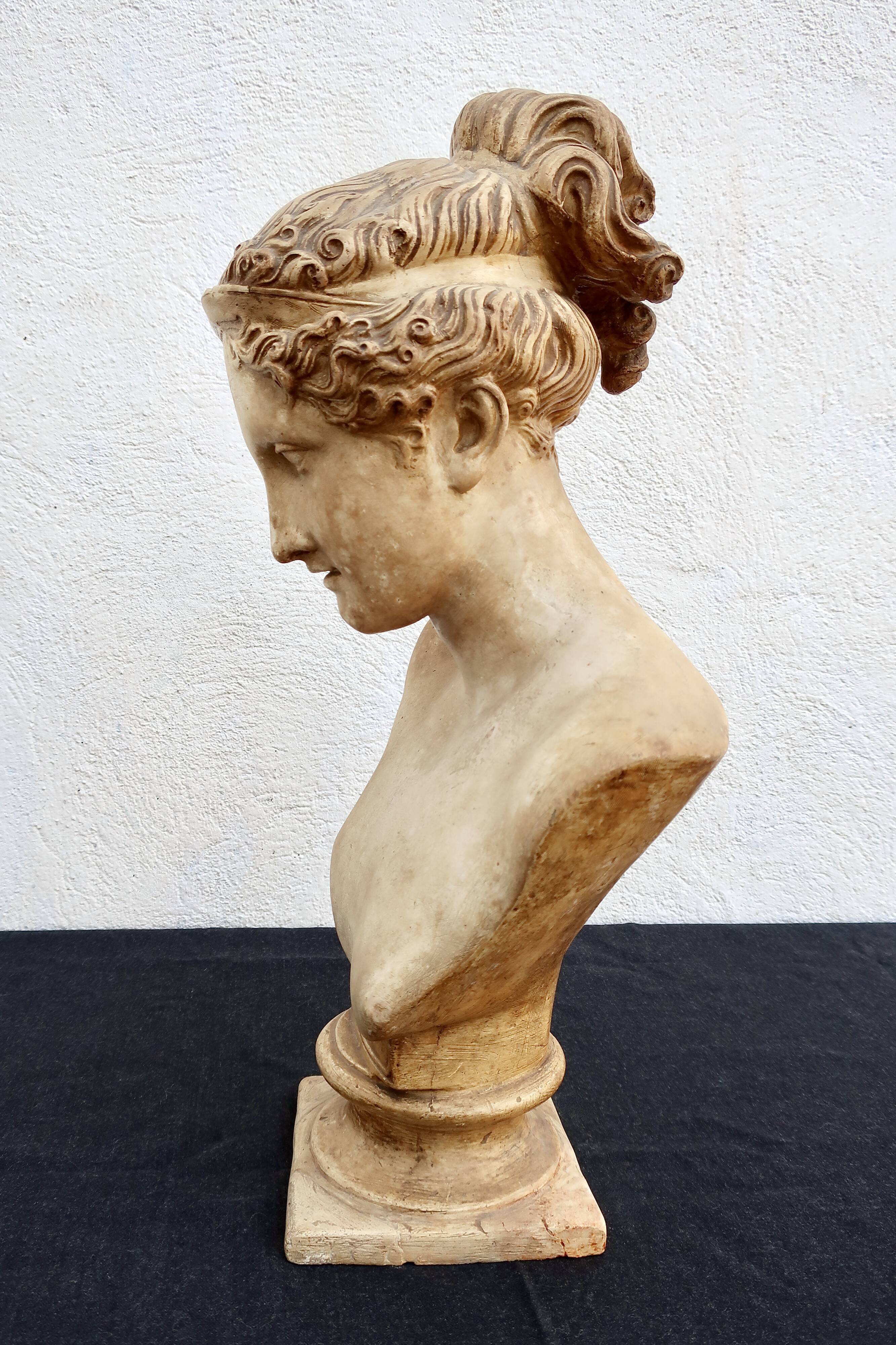 Antique plaster bust after Antonio Canova, "Hebe", circa 1900