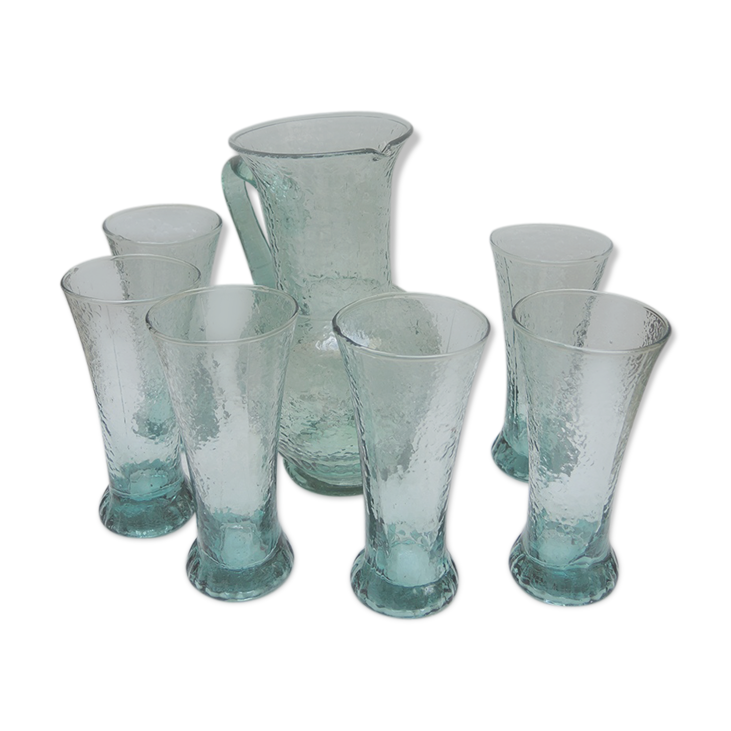 Former Pastis Service in Green Textured Glass