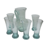 Former Pastis Service in Green Textured Glass