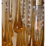 Lustre vintage en verre ambré de Murano en forme de larme, années 1960-1970