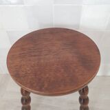 Turned wooden stool / tripod with round seat