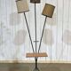 1960s floor lamp with three lights and its period lampshades.