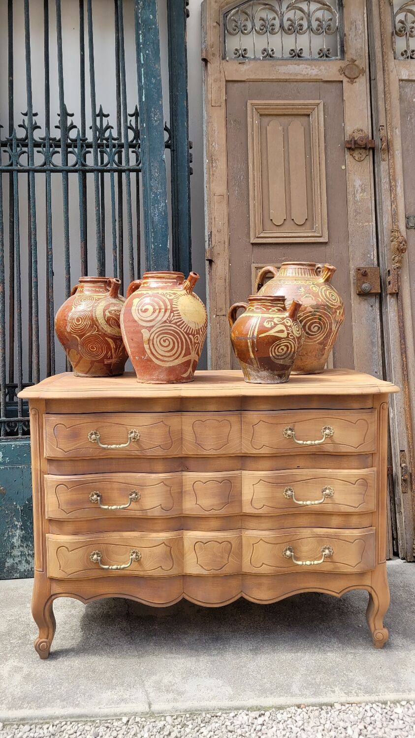 Louis xv style chest of drawers in pickled cherry