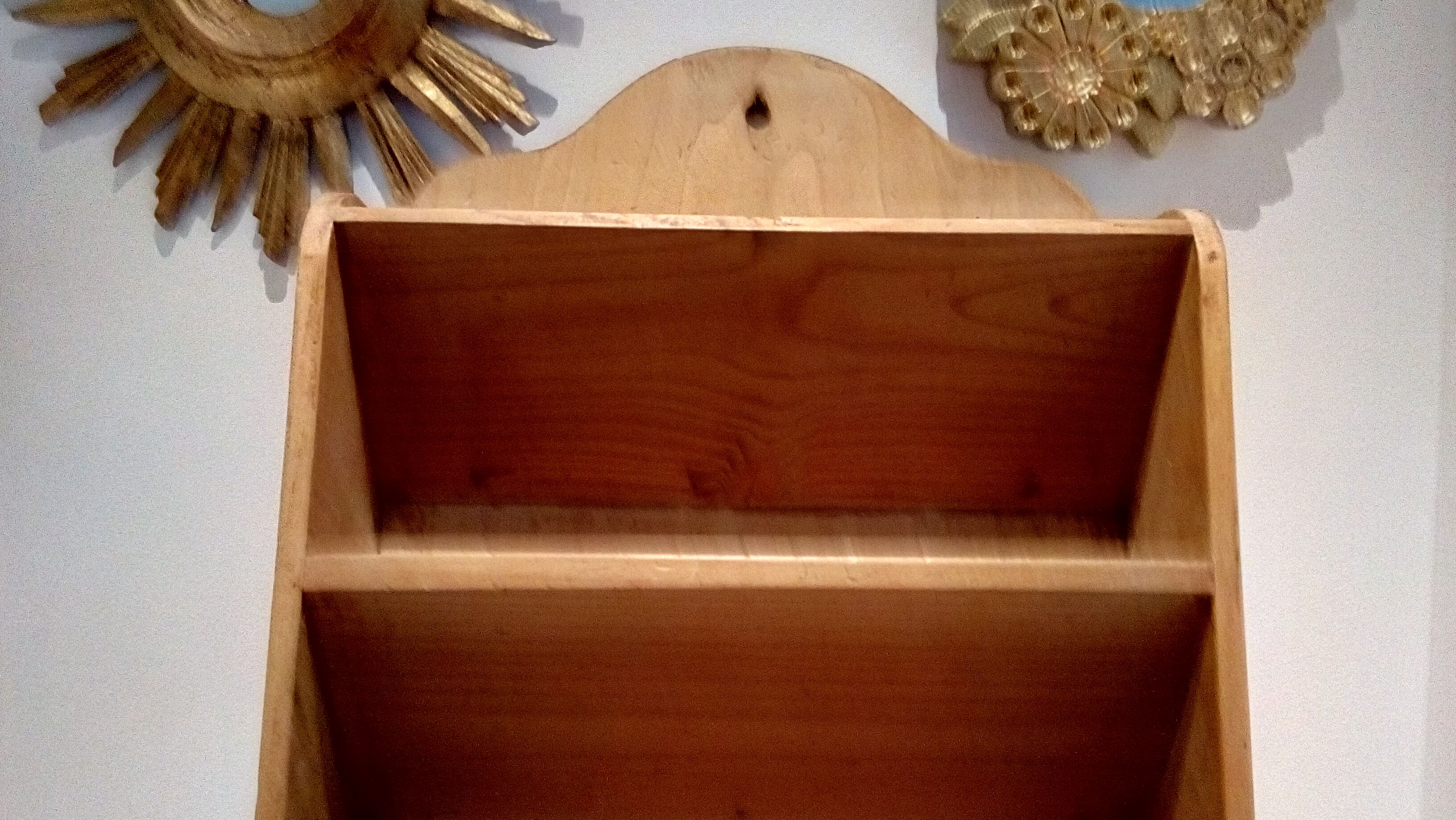 Letter holders made of raw wood