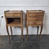 Pair of Louis XV style oak bedside tables
