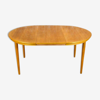 Table ronde design scandinave en chêne blond Farstrup vintage 1960