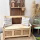 Raw wood bank bench