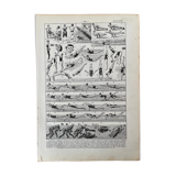 Lithograph engraving on swimming from 1922