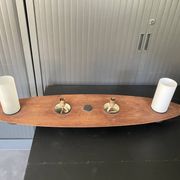 Suspension lamp ceiling light Scandinavian surf teak frosted glass vintage 70s