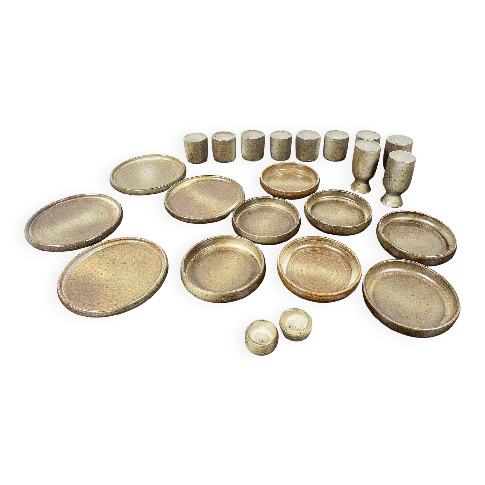Pyrité stoneware dinner service, La Borne, 1970s