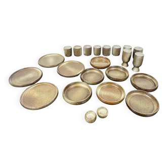 Pyrité stoneware dinner service, La Borne, 1970s