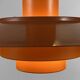Pendant light "Falcon" two tone orange by Andreas Hansen for Fog & Mørup. Denmark 1960s.