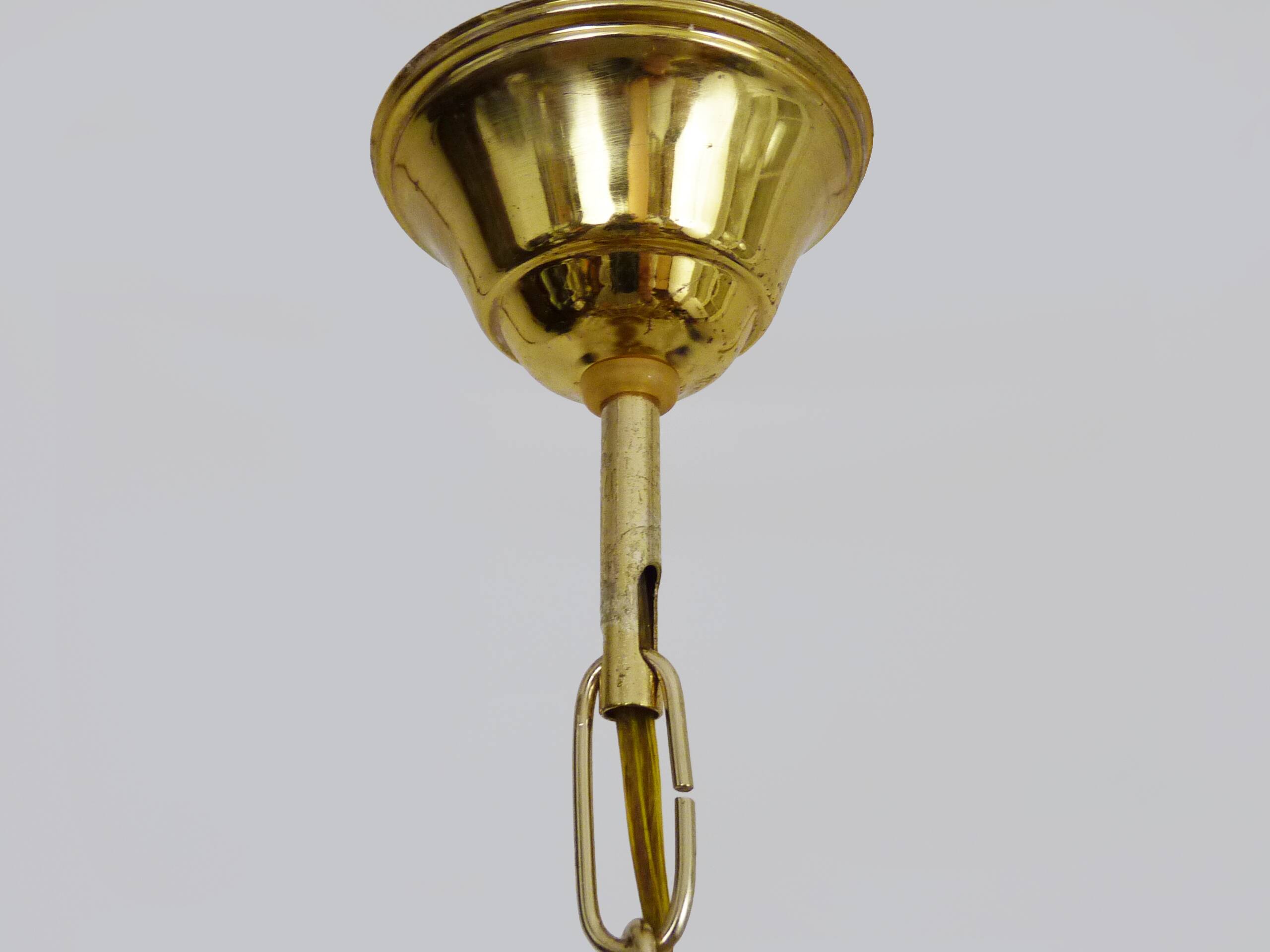 Antique chandelier, brass crown ceiling light, 6 tiers, 3 lights, 70s 80s