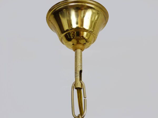 Ancien lustre, plafonnier couronne en laiton, 6 étages, 3 feux, Années 70 80