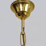 Ancien lustre, plafonnier couronne en laiton, 6 étages, 3 feux, Années 70 80